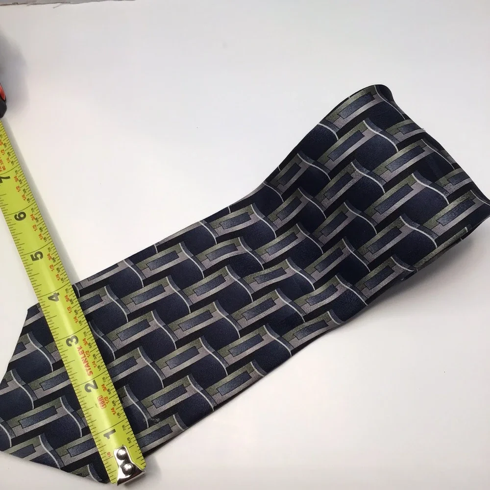 Geometric Necktie Blue Gray Abstract Silk‎ Blend Business Casual Tie